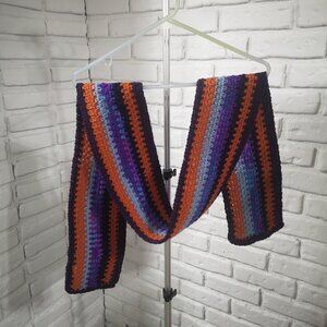 Unisex Handmade Crochet Purple, Orange, Grey, Blue & Navy Scarf